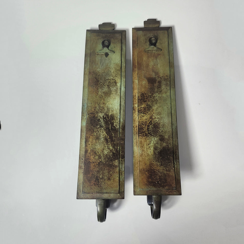 Just Andersen for GAB, Sweden, pair of bronze wall sconce candleholders L3182 and L3183
