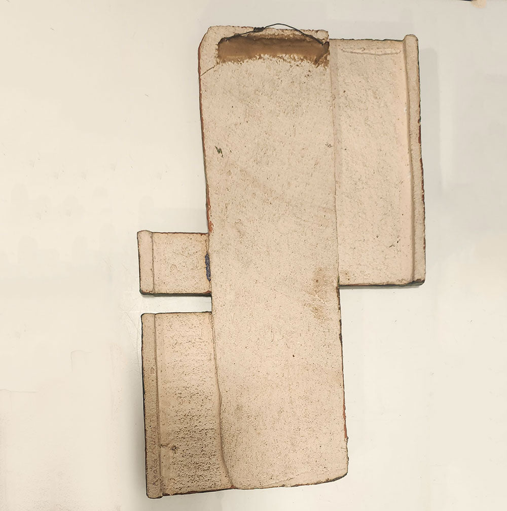 Beate Kuhn, Germany, large wall-hanging relief with blue and green glaze J1262