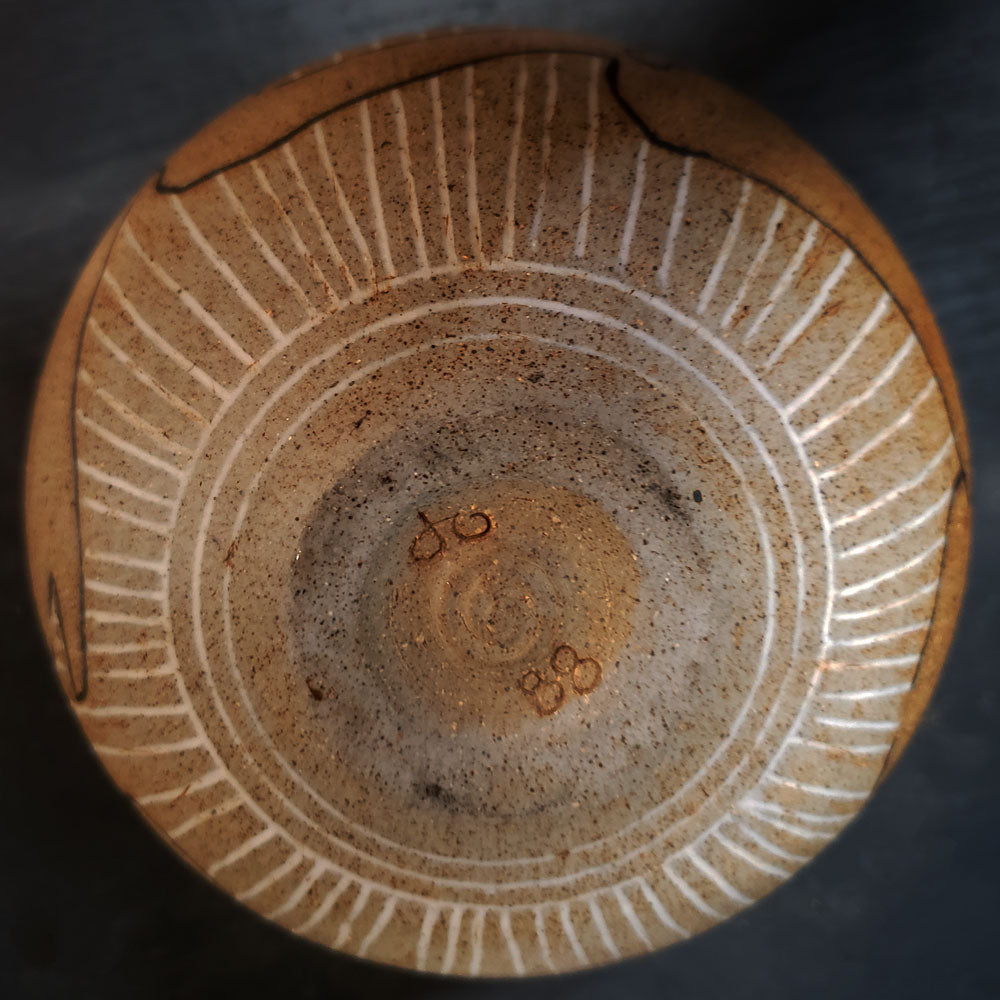 Ernst Pleuger, Germany, unique stoneware patterned vase J1290