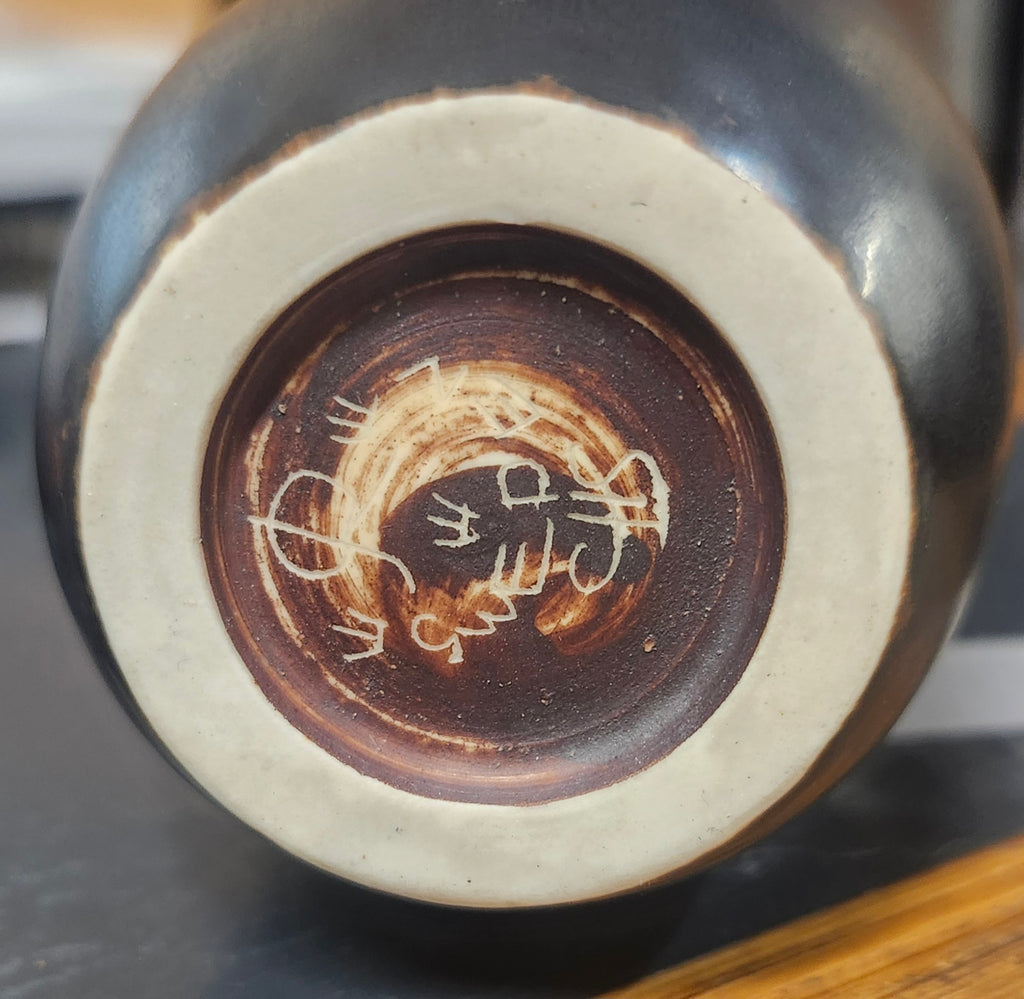 Carl Harry Stalhane for Rorstrand, Sweden, stoneware vase with dark brown matte glaze L3785