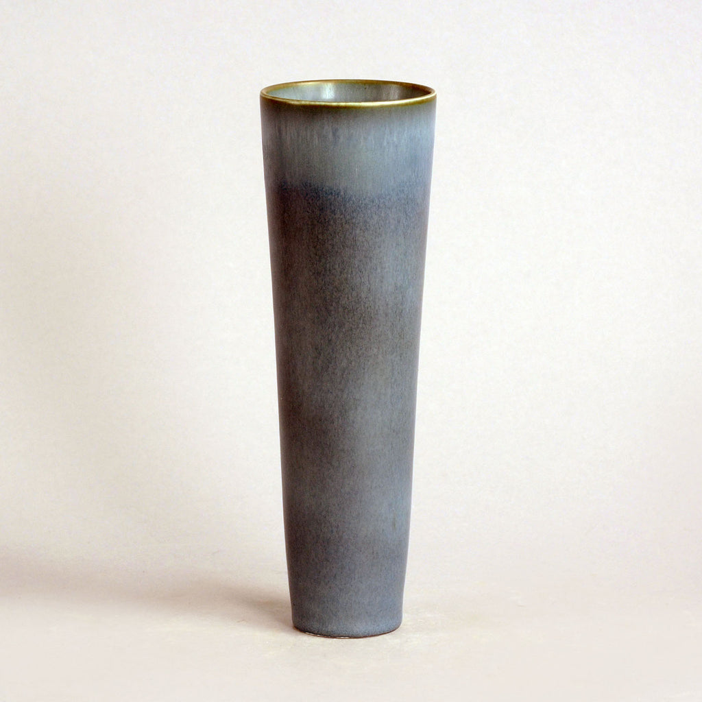 Carl Harry Stålhane for Rörstrand, Sweden, stoneware vase with matte blue gray glaze C5014