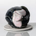 Beate Kuhn, Germany, unique sculpture with pink and dark green glaze K1745
