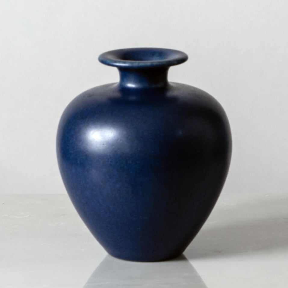 Erich and Ingrid Triller for Tobo, Sweden, unique stoneware vase with matte blue glaze K2282