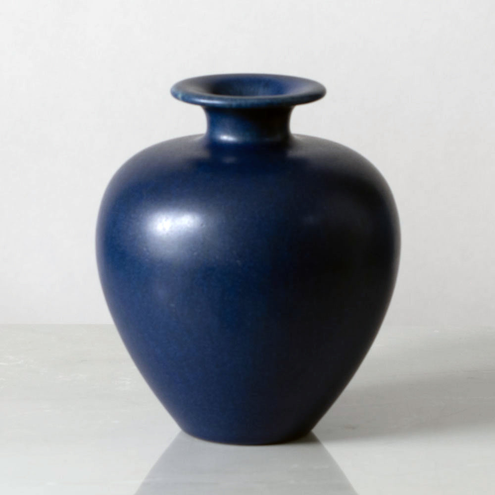 Erich and Ingrid Triller for Tobo, Sweden, unique stoneware vase with matte blue glaze K2282