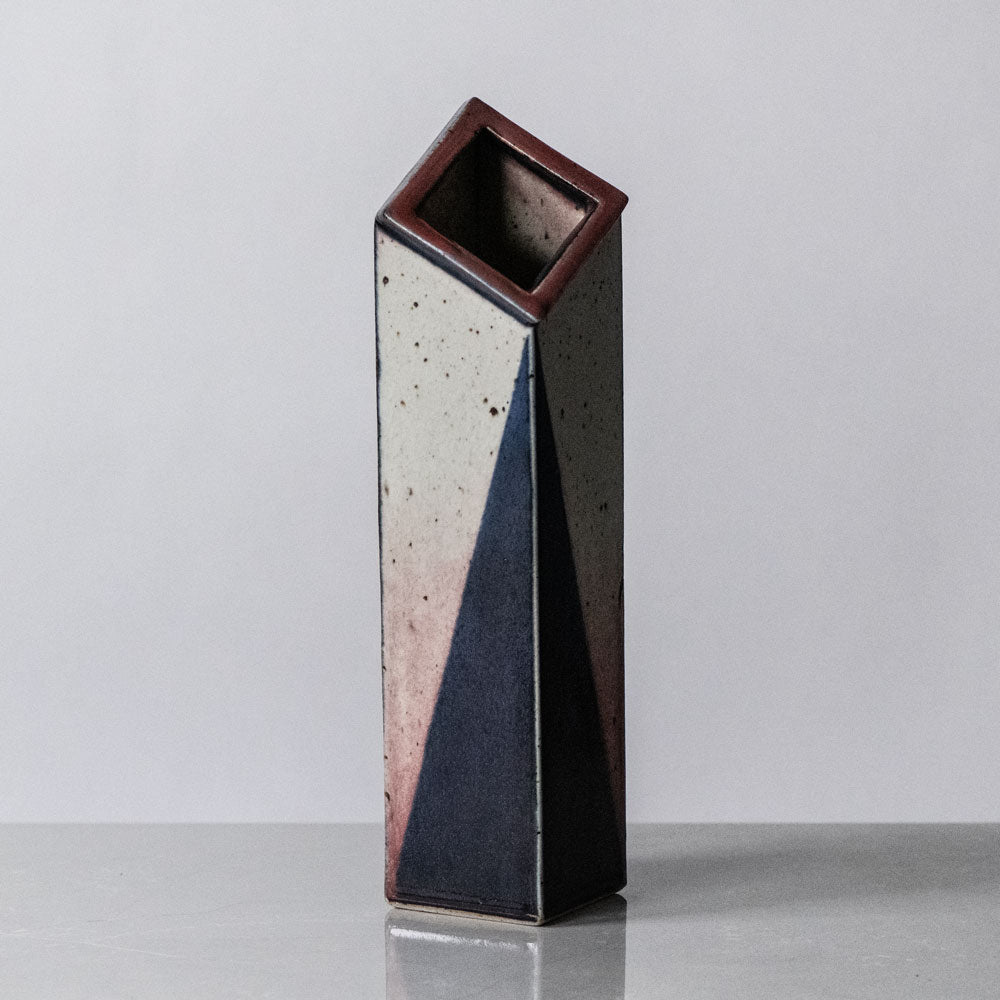 Karl Scheid, Germany, large geometric vase with pink and blue glaze K2313