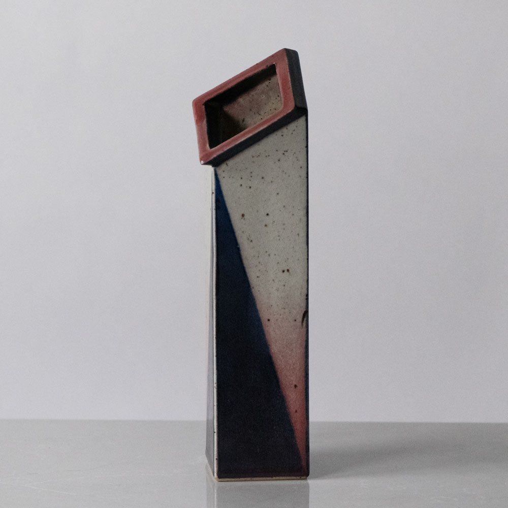 Karl Scheid, Germany, large geometric vase with pink and blue glaze K2313