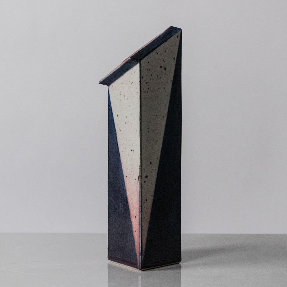 Karl Scheid, Germany, large geometric vase with pink and blue glaze K2313