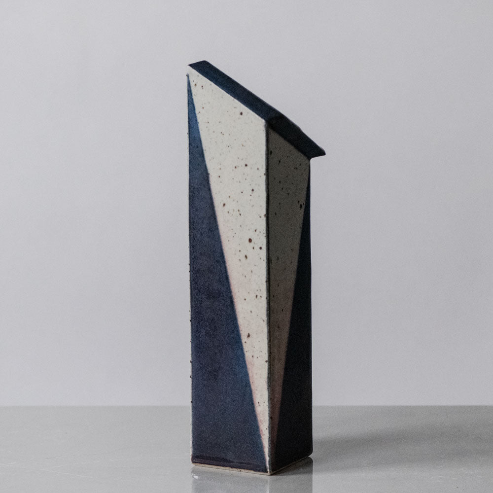 Karl Scheid, Germany, large geometric vase with pink and blue glaze K2313