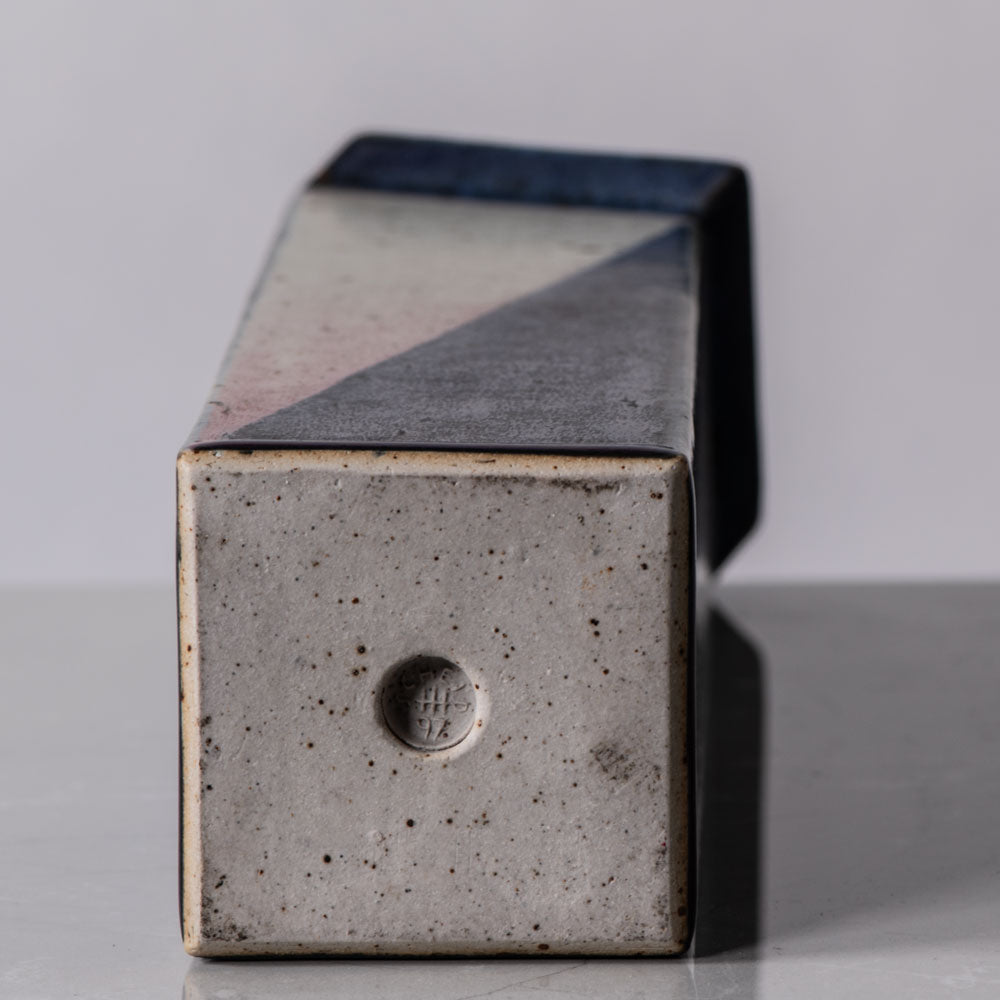 Karl Scheid, Germany, large geometric vase with pink and blue glaze K2313