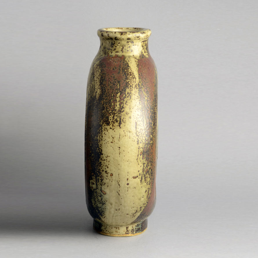 Knud Kyhn for Royal Copenhagen, Denmark, flattened circular vase with bear illustration in relief A1094