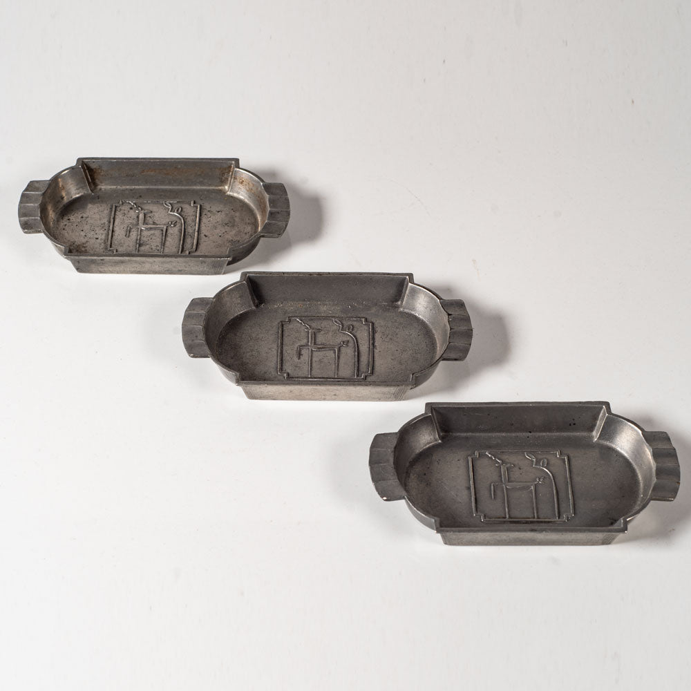 CG Hallberg, Sweden, set of three pewter dishes L3682 L3683 L3684
