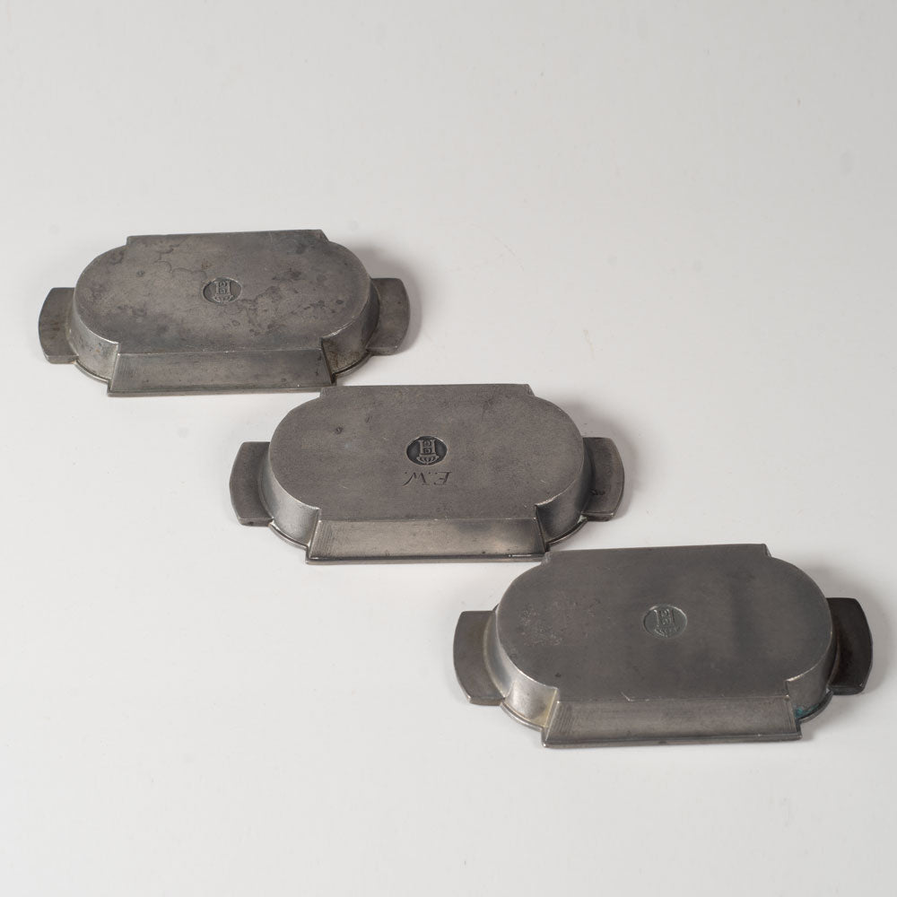 CG Hallberg, Sweden, set of three pewter dishes L3682 L3683 L3684