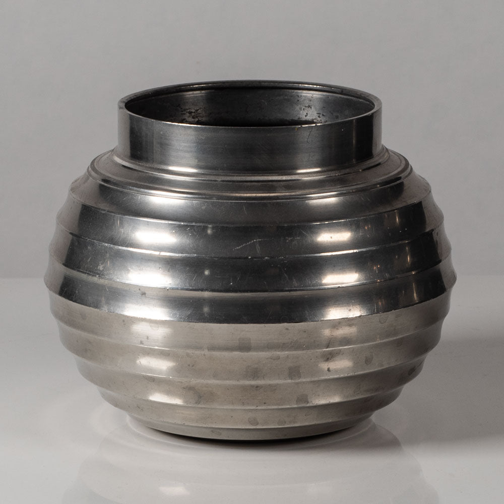 GAB Svenskt Tenn, Sweden, round ribbed art deco pewter vase L3771