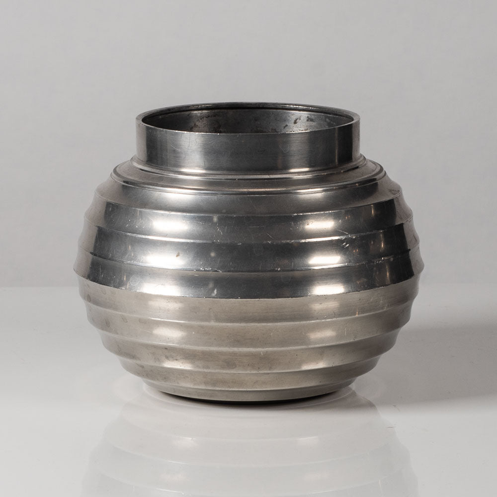 GAB Svenskt Tenn, Sweden, round ribbed art deco pewter vase L3771