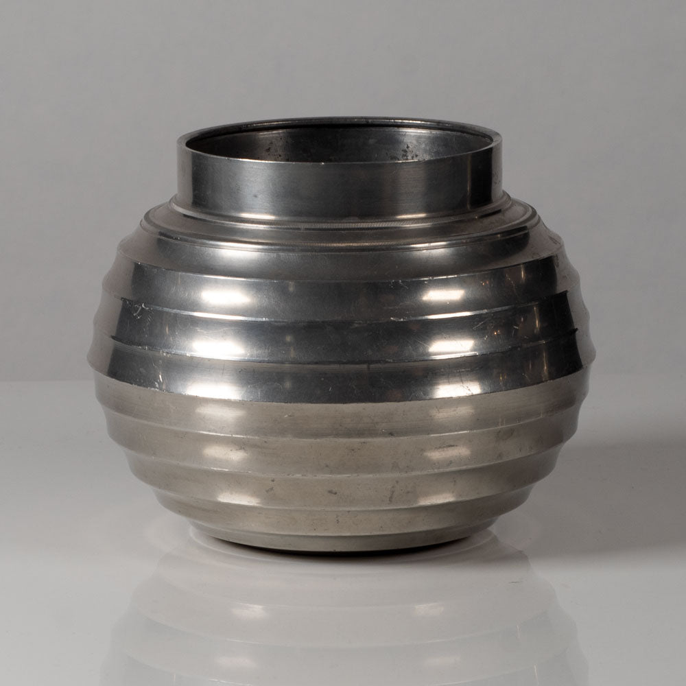 GAB Svenskt Tenn, Sweden, round ribbed art deco pewter vase L3771