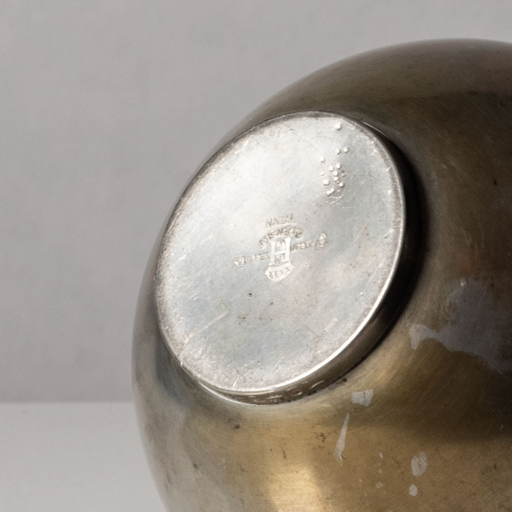 CG Hallberg, Sweden, handled round pewter vase with relief L3768
