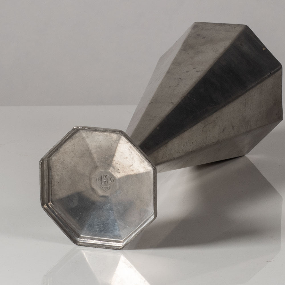 CG Hallberg, Sweden, pewter footed octagonal vase L3702