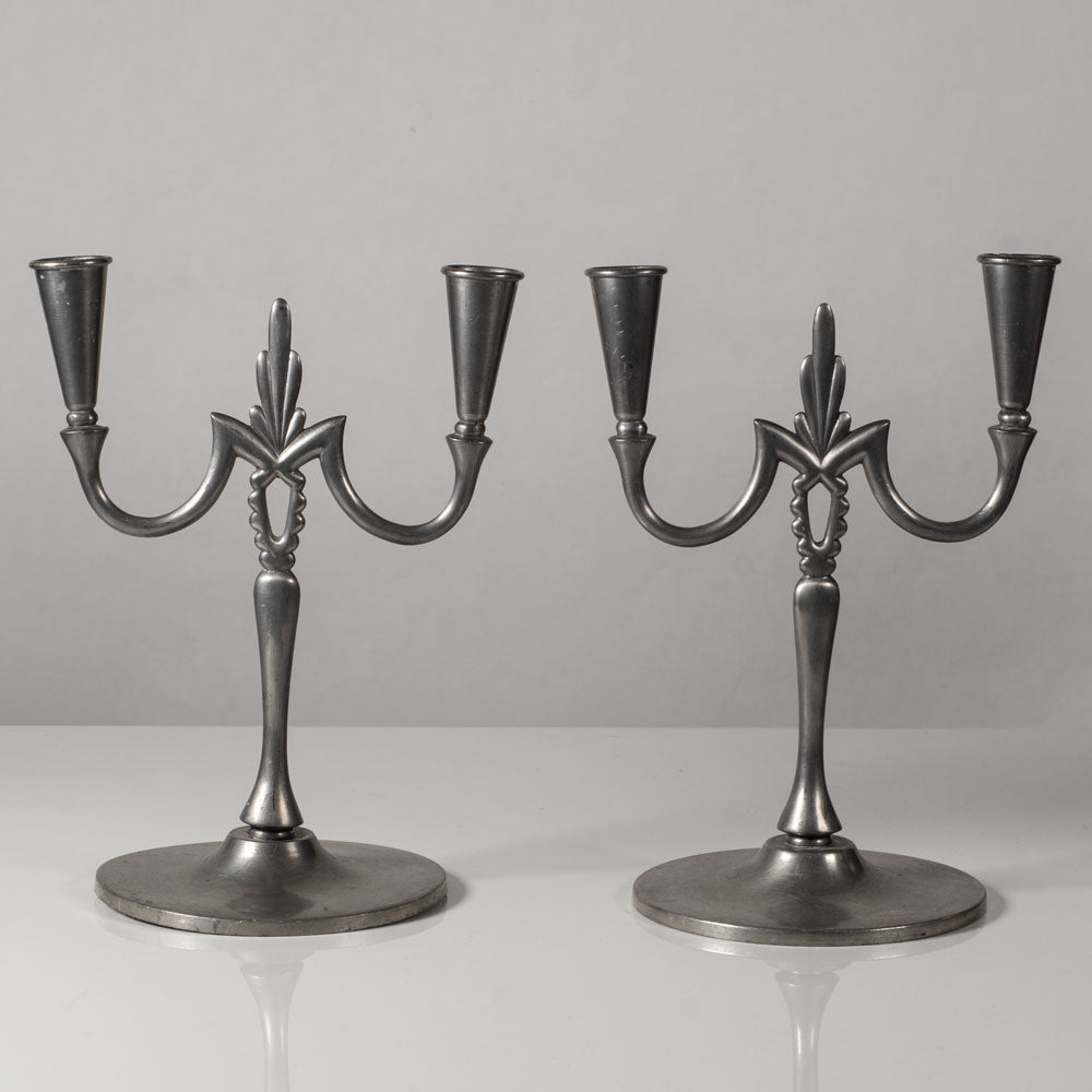 OH Lagerstedt, Sweden, pair of pewter candelabras L3350