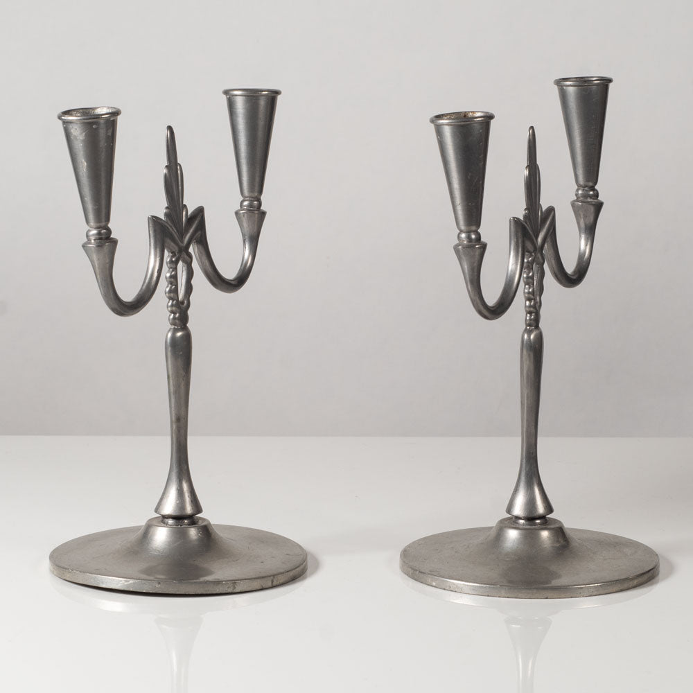 OH Lagerstedt, Sweden, pair of pewter candelabras L3350