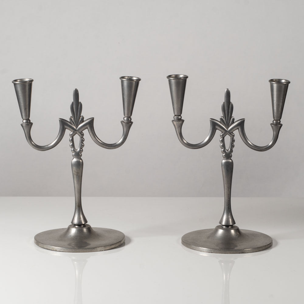 OH Lagerstedt, Sweden, pair of pewter candelabras L3350