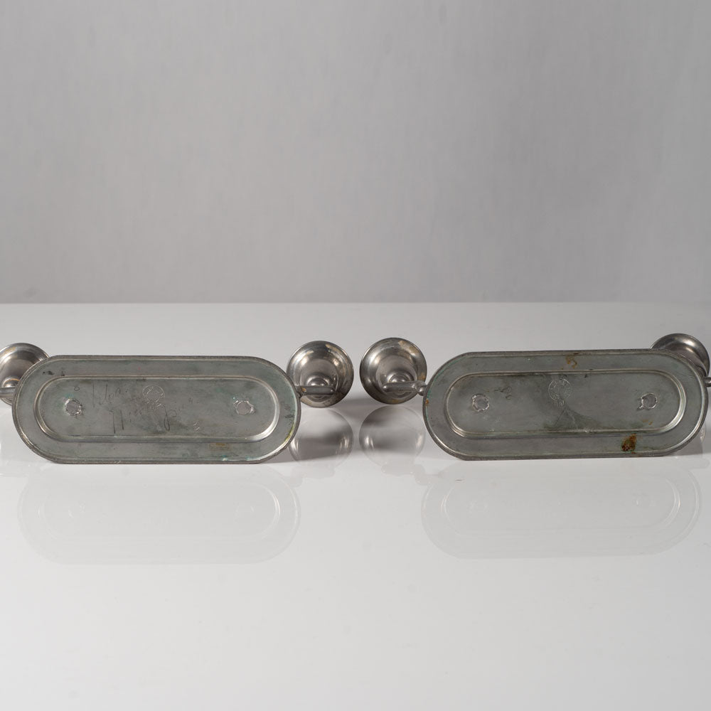 L & L (Loij & Lindbladh), Sweden, pair of art deco pewter candelabras L3698