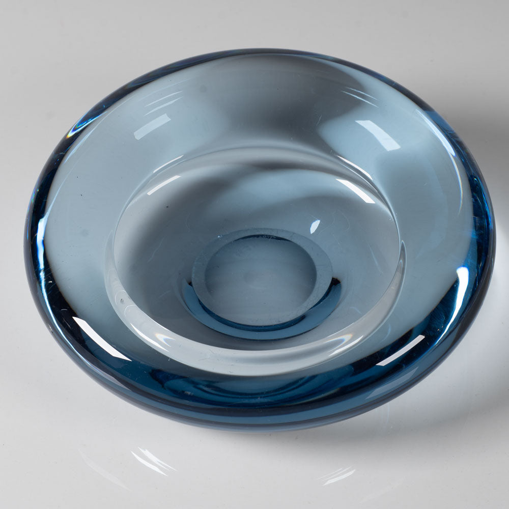 Per Lutken for Holmegaard, Denmark, shallow bowl in blue glass L3622