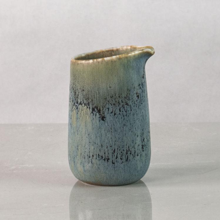 Carl Harry Stålhane for Rörstrand, Sweden, stoneware cream jug with blue glaze H1394