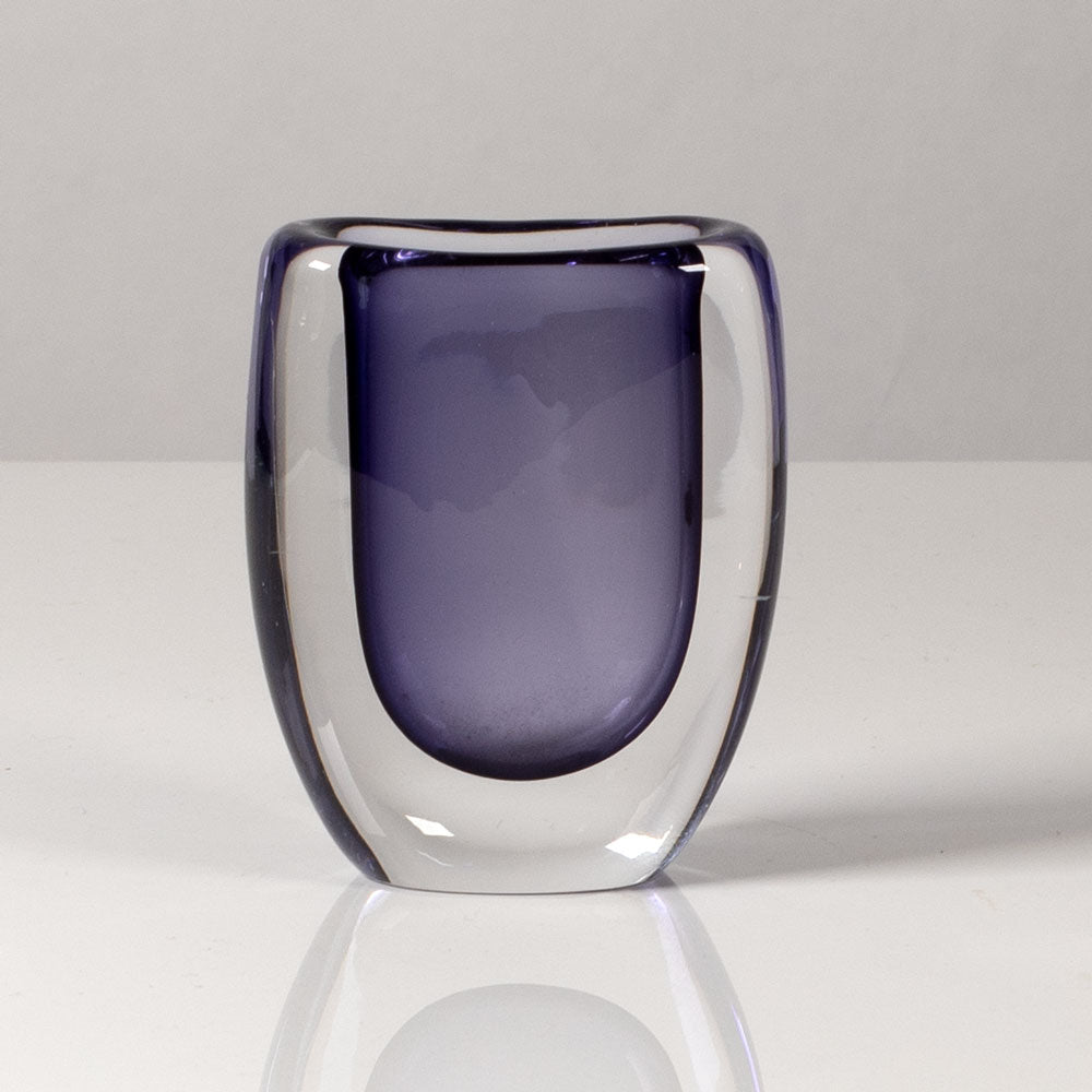 Vicke Lindstrand for Kosta, Sweden, "sommerso" vase in purple and clear glass L3237