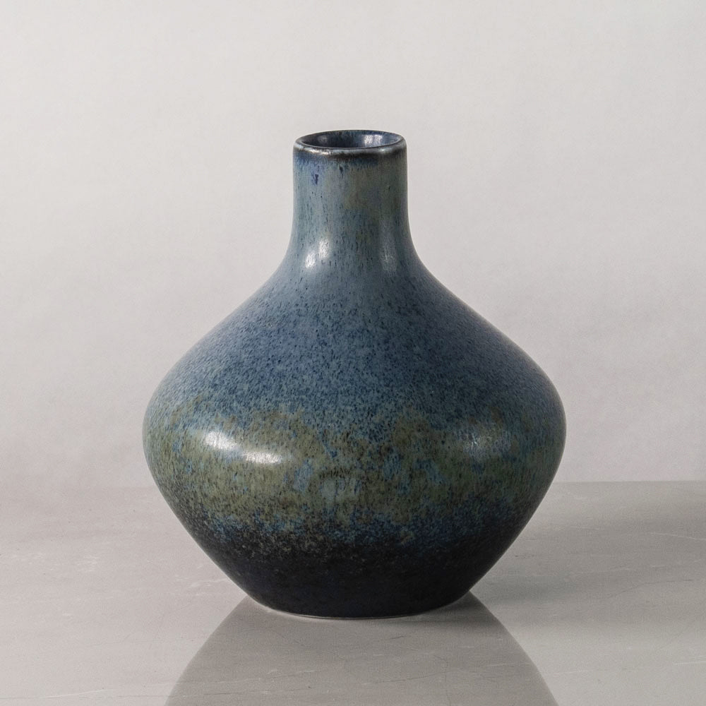 Carl Harry Stålhane for Rörstrand, Sweden, stoneware vase with blue haresfur glaze J1492