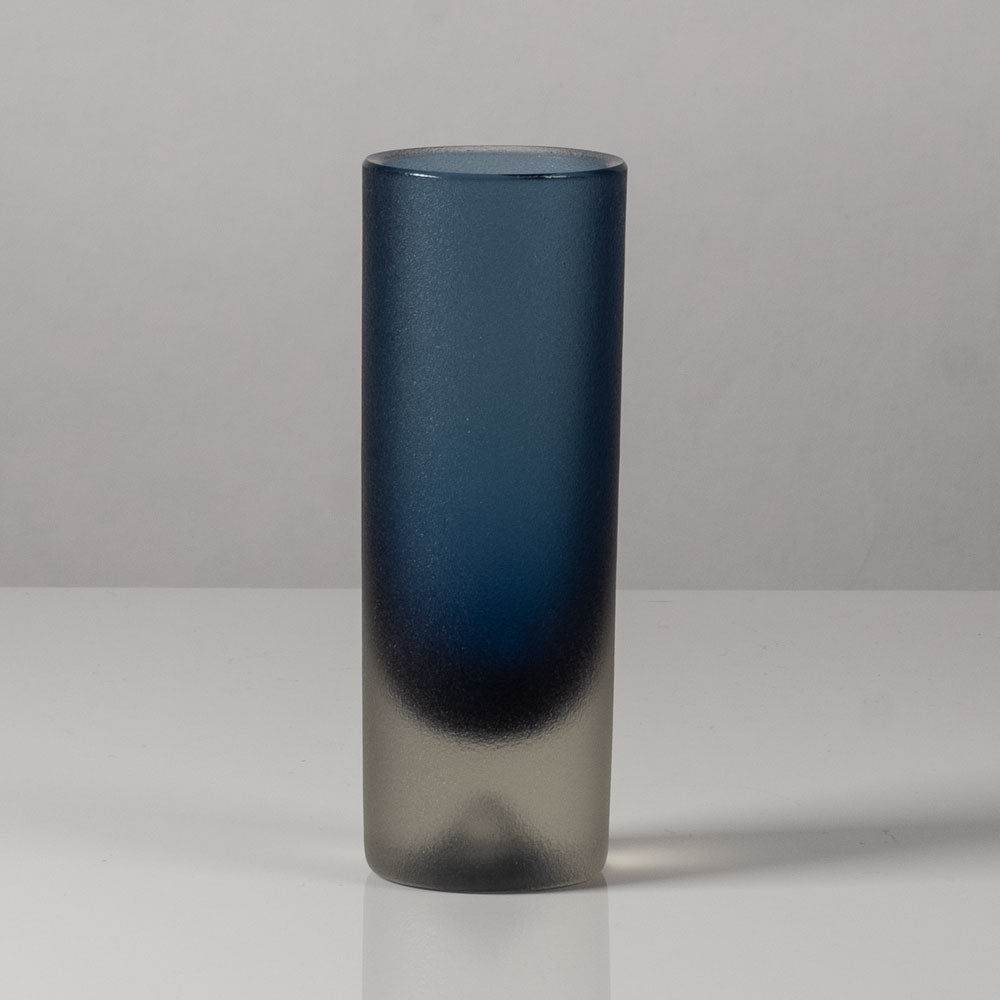 Erkki Vesanto for Iittala, Finland, frosted blue glass vase L3605