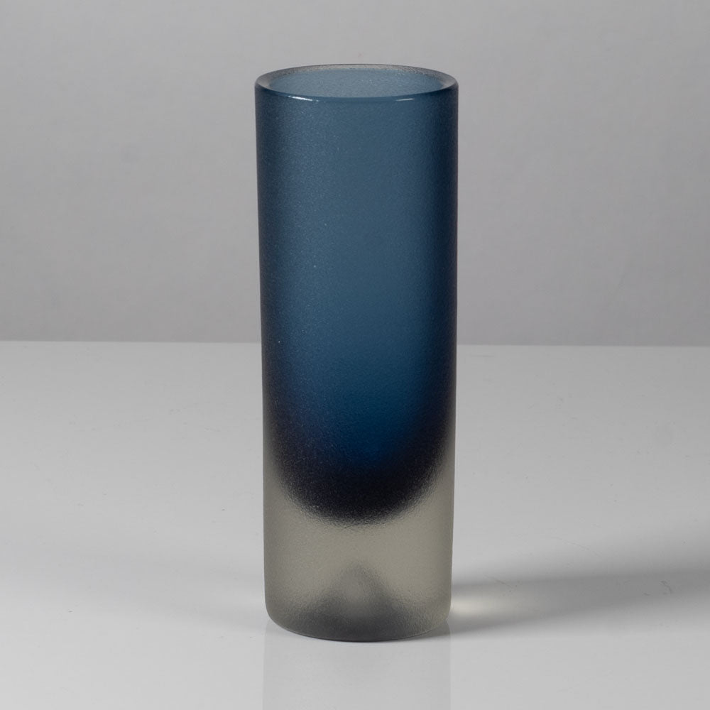 Erkki Vesanto for Iittala, Finland, frosted blue glass vase L3605