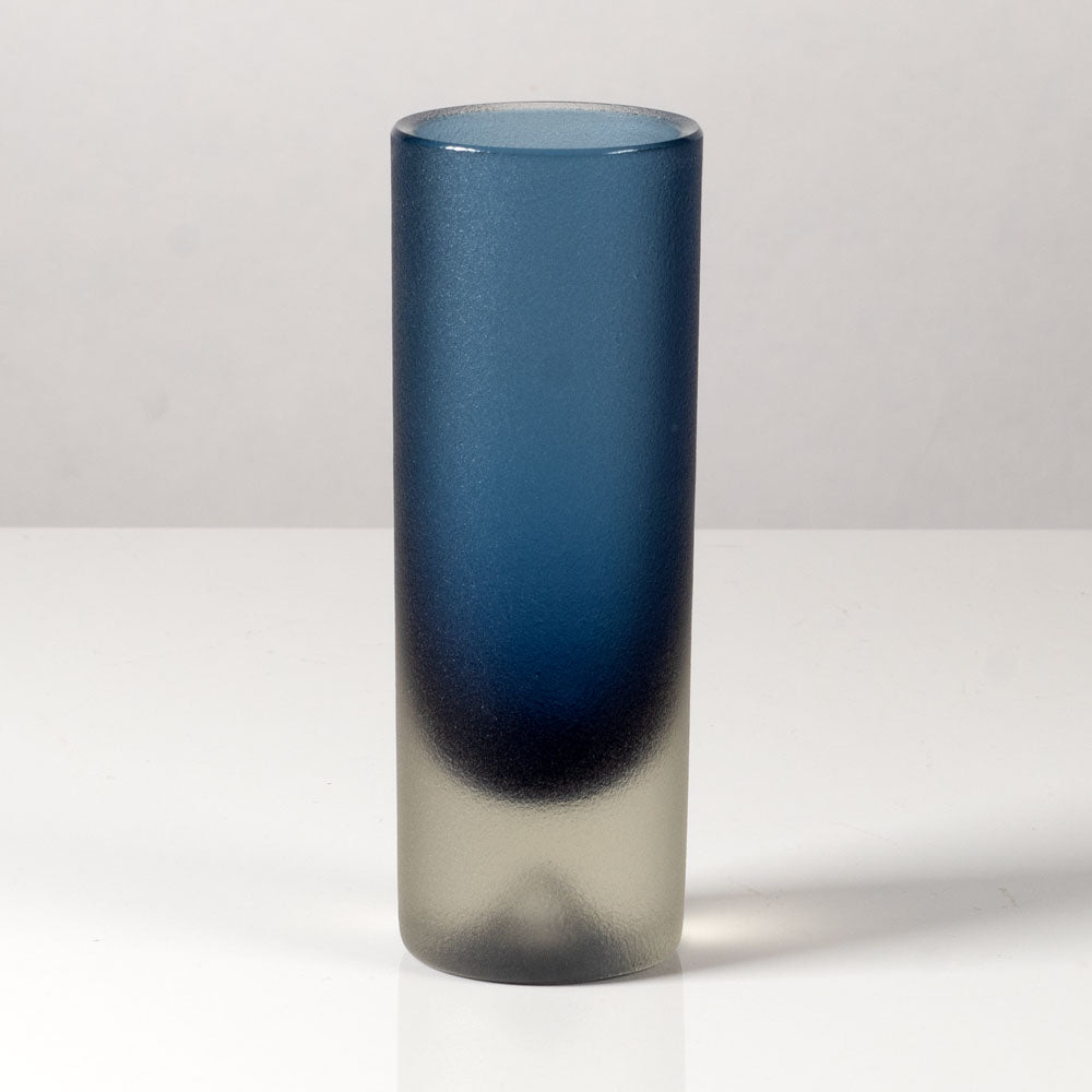 Erkki Vesanto for Iittala, Finland, frosted blue glass vase L3605
