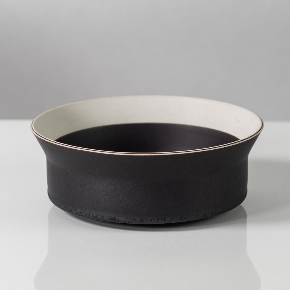 Ursula Scheid, Germany, unique stoneware bowl with black and white glaze J1390