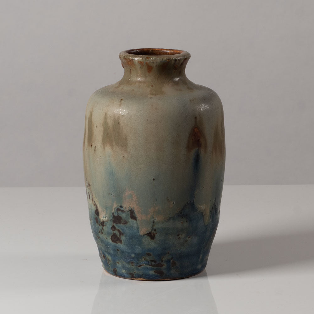 Bode Willumsen, Denmark, unique stoneware vase with blue and gray glaze N5789