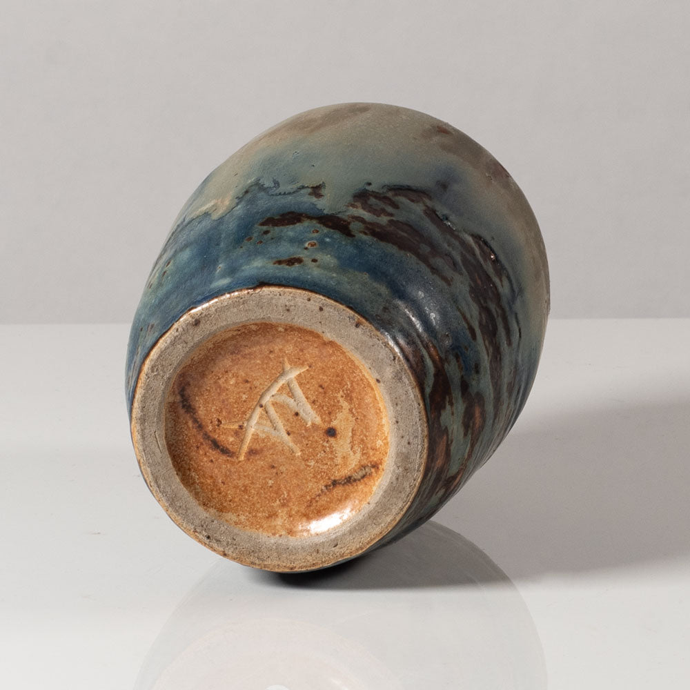 Bode Willumsen, Denmark, unique stoneware vase with blue and gray glaze N5789
