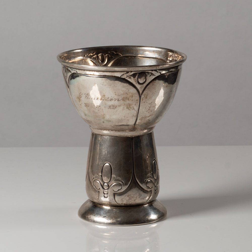 Christian F. Heise for Otto Friis, Denmark , art nouveau silver footed vase L3318