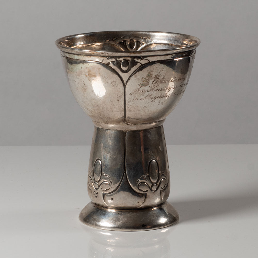 Christian F. Heise for Otto Friis, Denmark , art nouveau silver footed vase L3318