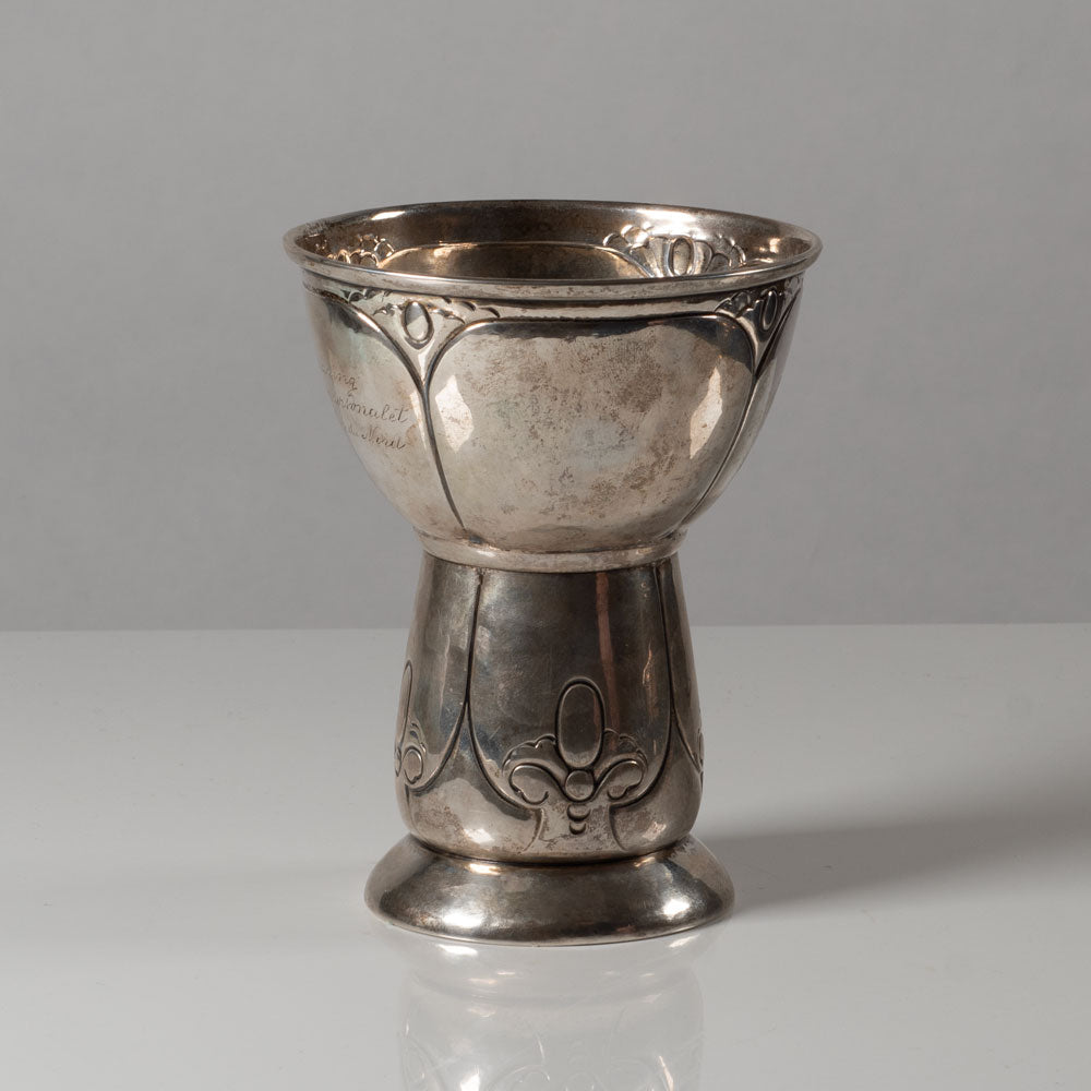 Christian F. Heise for Otto Friis, Denmark , art nouveau silver footed vase L3318