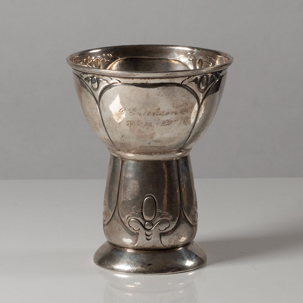 Christian F. Heise for Otto Friis, Denmark , art nouveau silver footed vase L3318