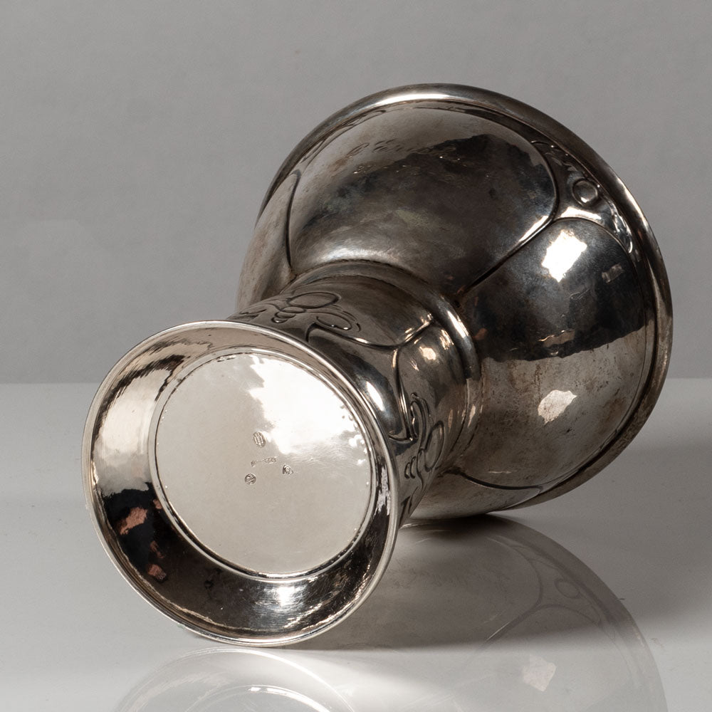 Christian F. Heise for Otto Friis, Denmark , art nouveau silver footed vase L3318