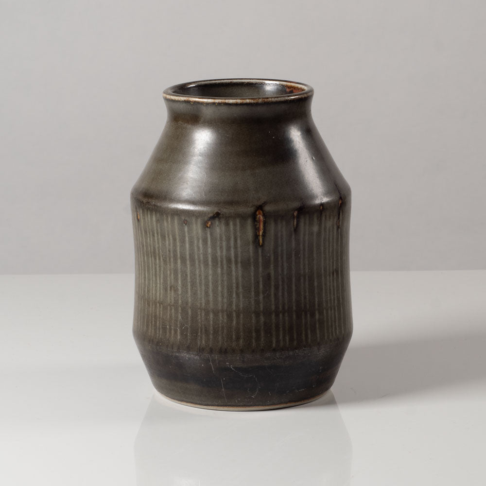 Carl Harry Stålhane for Rörstrand, Sweden, unique stoneware vase with brown glaze L3618