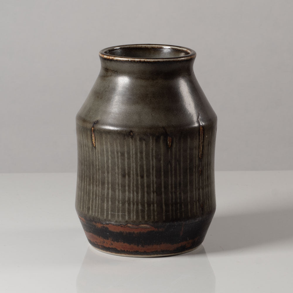 Carl Harry Stålhane for Rörstrand, Sweden, unique stoneware vase with brown glaze L3618