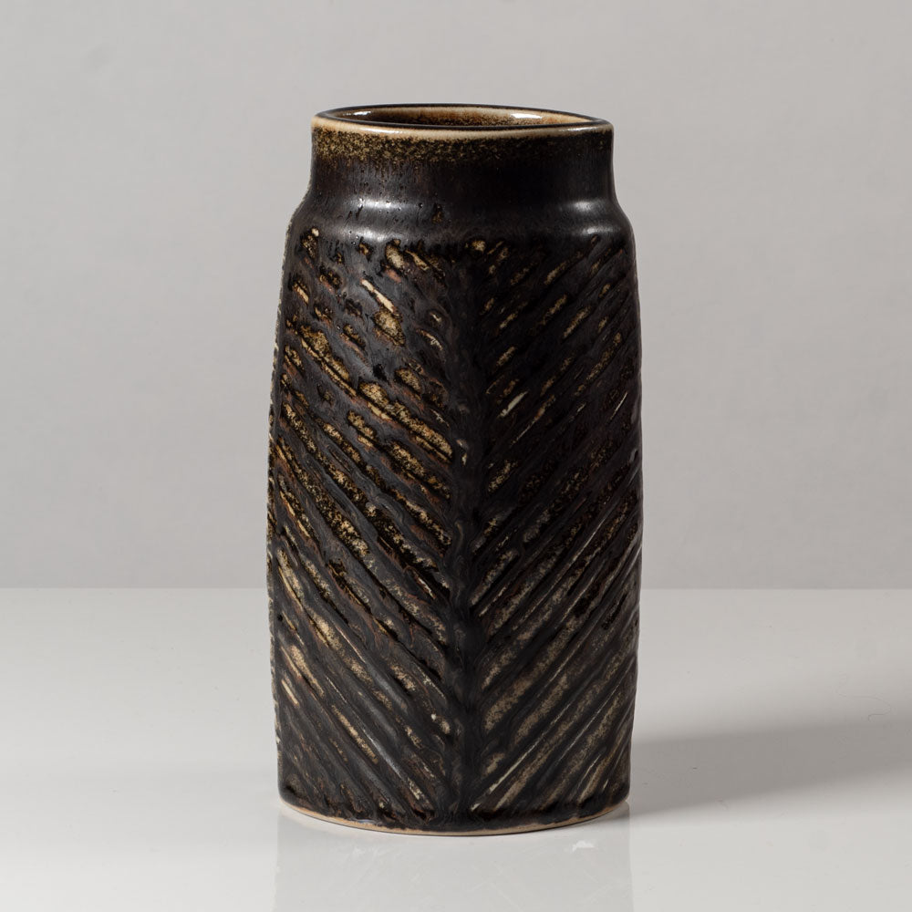 Carl Harry Stålhane for Rörstrand, Sweden, unique stoneware vase with brown glaze L3531