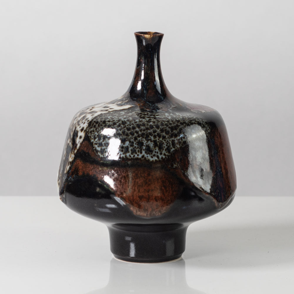 Horst Kerstan, Germany, unique vase with speckled glossy glaze H1515