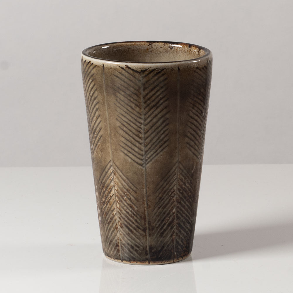 Carl Harry Stålhane for Rörstrand, Sweden, unique stoneware vase with brown glaze L3592