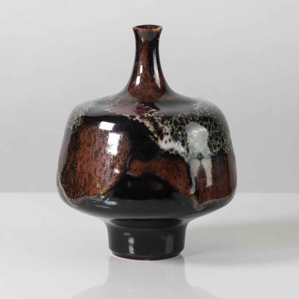Horst Kerstan, Germany, unique vase with speckled glossy glaze H1515