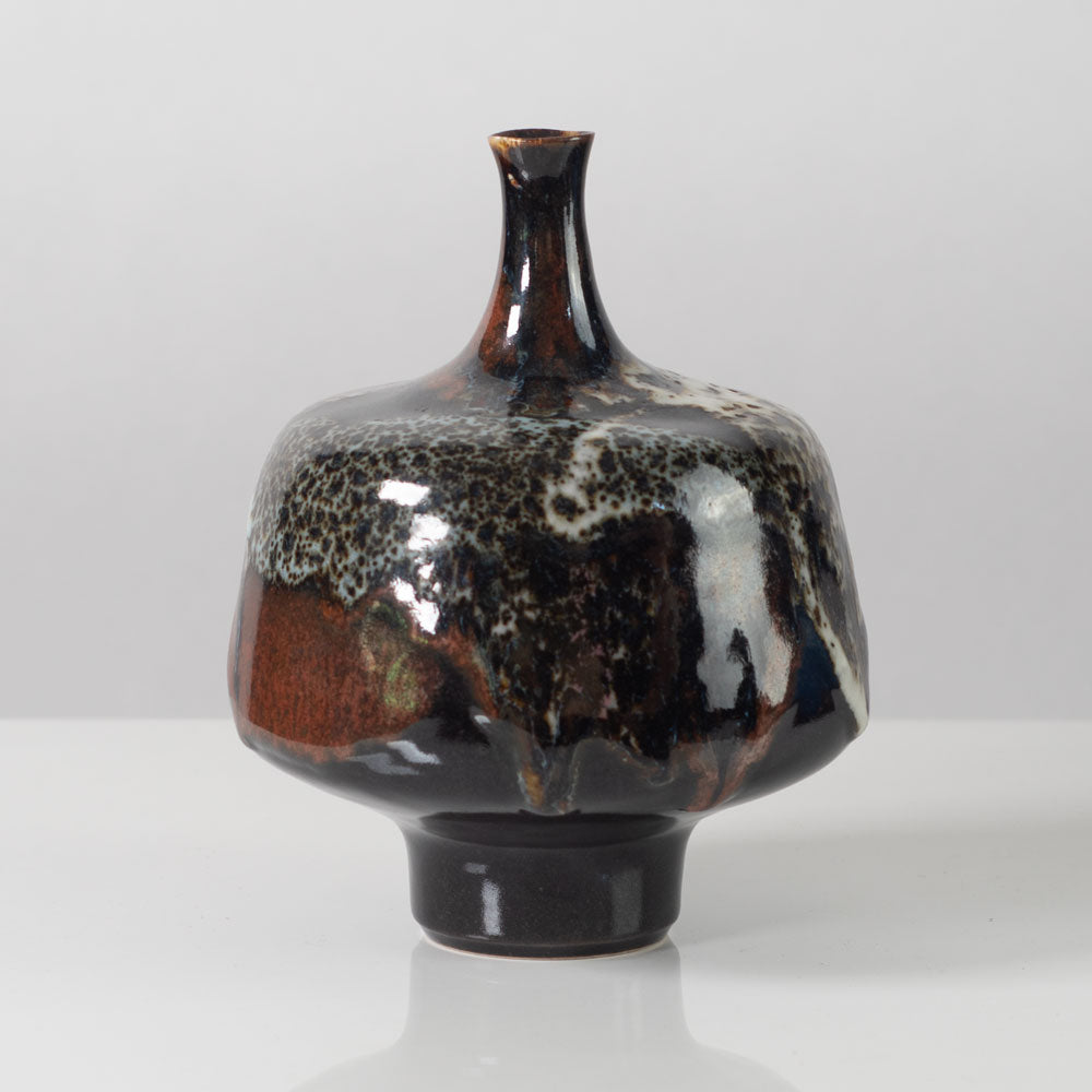 Horst Kerstan, Germany, unique vase with speckled glossy glaze H1515