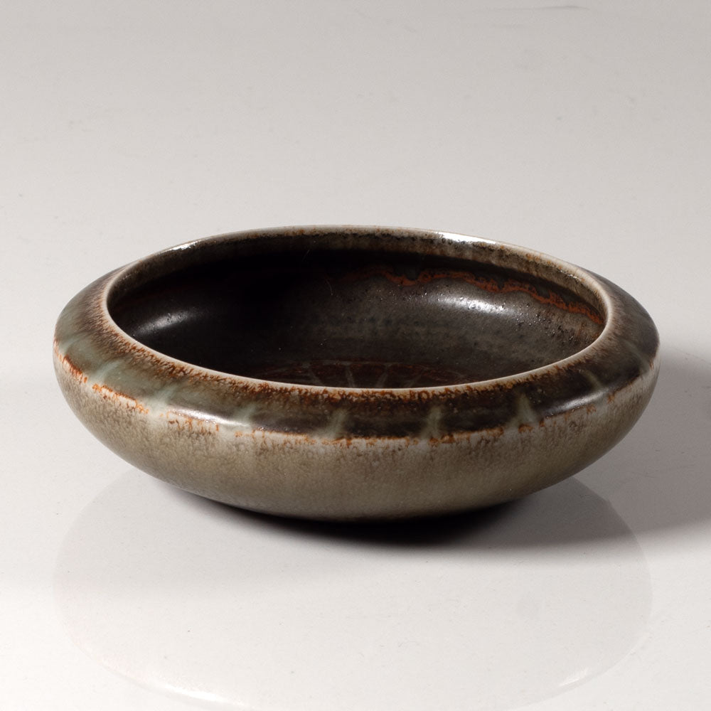 Carl Harry Stålhane for Rörstrand, Sweden, unique stoneware bowl with brown glaze L3458