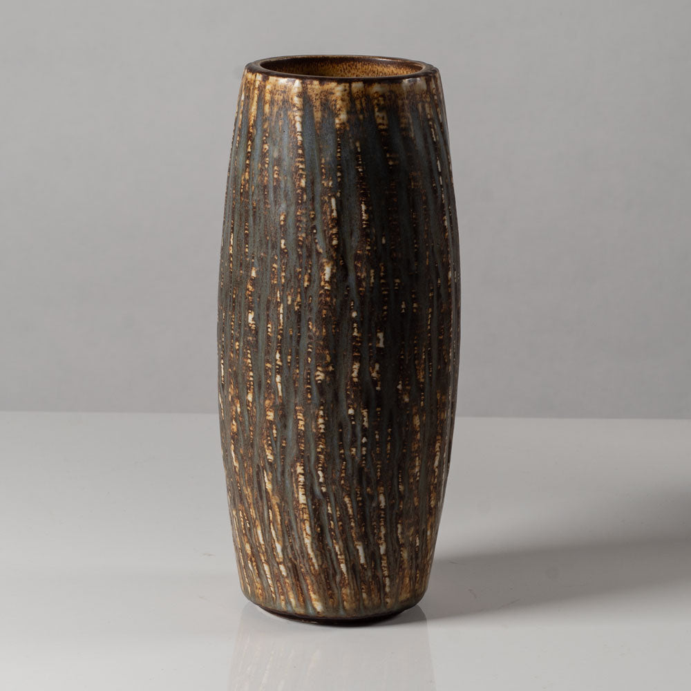 Gunnar Nylund for Rörstrand, Sweden, stoneware vase with matte streaky brown glaze K2427