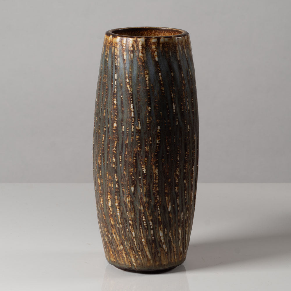 Gunnar Nylund for Rörstrand, Sweden, stoneware vase with matte streaky brown glaze K2427